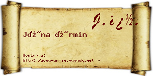 Jóna Ármin névjegykártya
